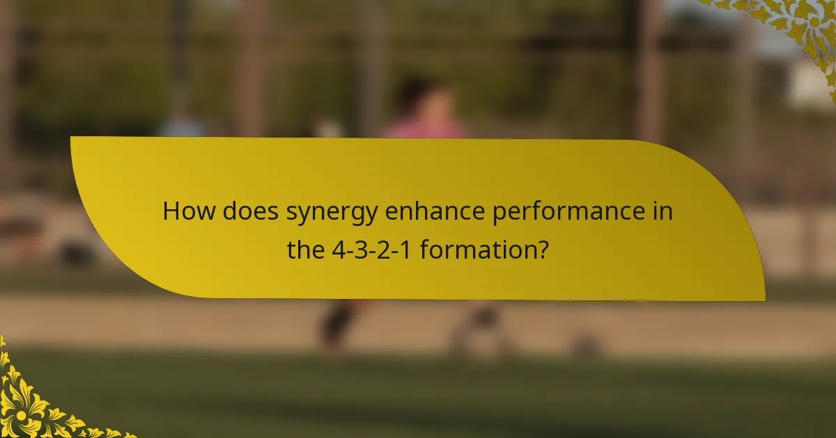 How does synergy enhance performance in the 4-3-2-1 formation?